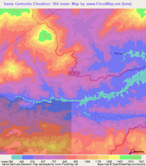 Santa Gertrudis,Guatemala Elevation Map