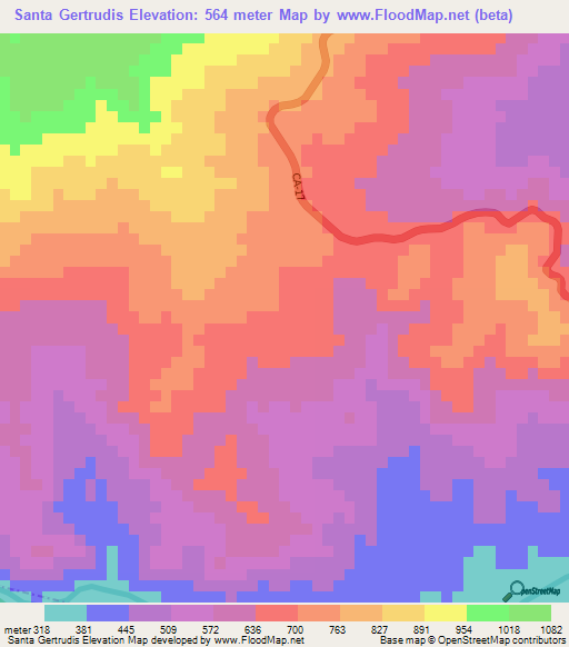 Santa Gertrudis,Guatemala Elevation Map