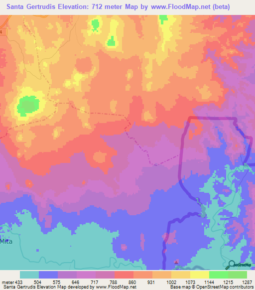 Santa Gertrudis,Guatemala Elevation Map