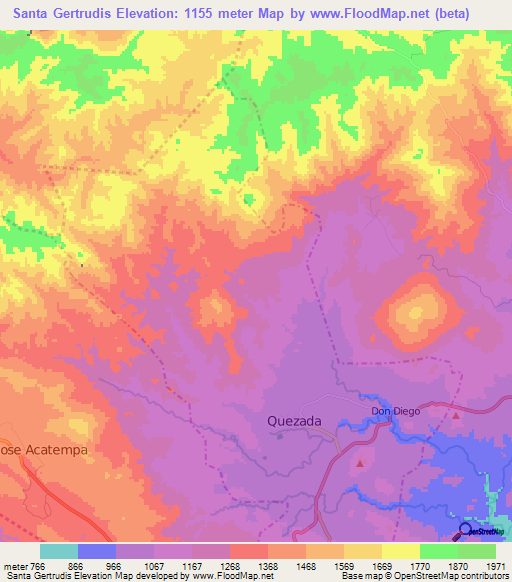 Santa Gertrudis,Guatemala Elevation Map