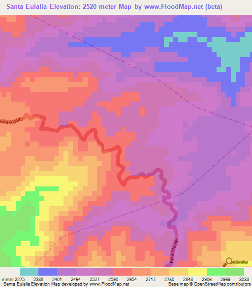 Santa Eulalia,Guatemala Elevation Map