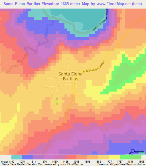 Santa Elena Barillas,Guatemala Elevation Map