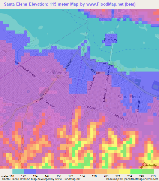 Santa Elena,Guatemala Elevation Map