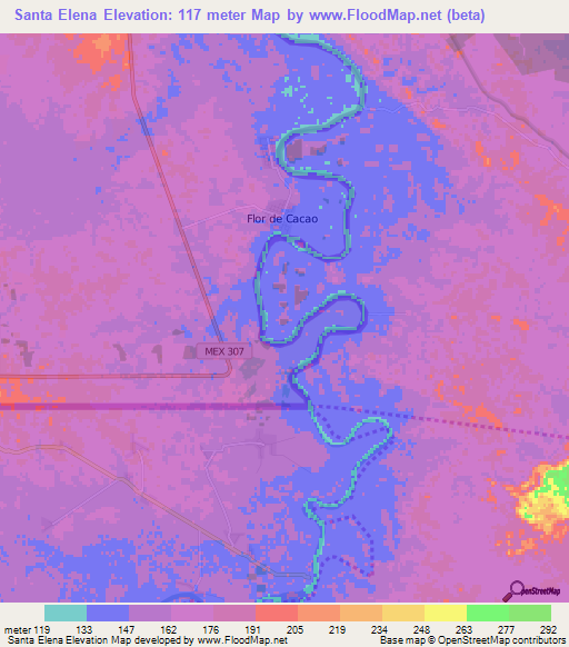 Santa Elena,Guatemala Elevation Map