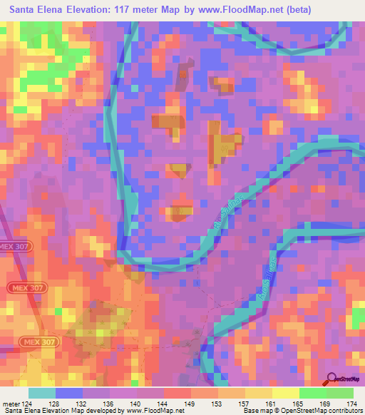 Santa Elena,Guatemala Elevation Map