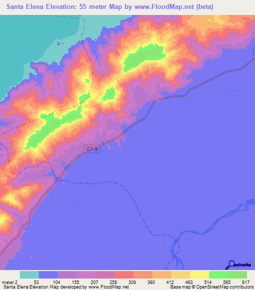 Santa Elena,Guatemala Elevation Map