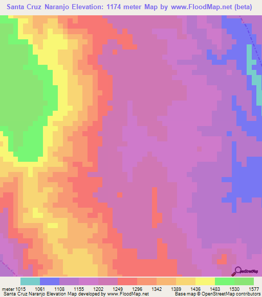 Santa Cruz Naranjo,Guatemala Elevation Map