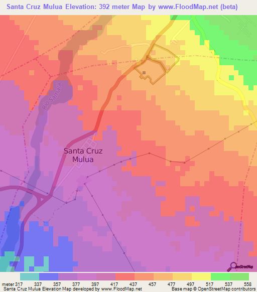 Santa Cruz Mulua,Guatemala Elevation Map