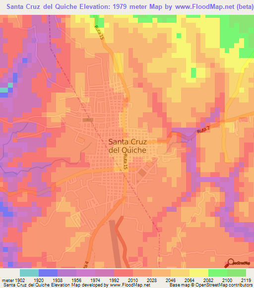 Santa Cruz del Quiche,Guatemala Elevation Map