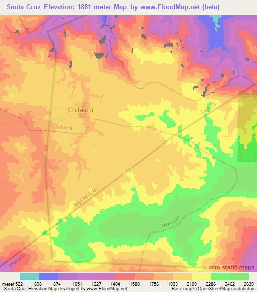 Santa Cruz,Guatemala Elevation Map