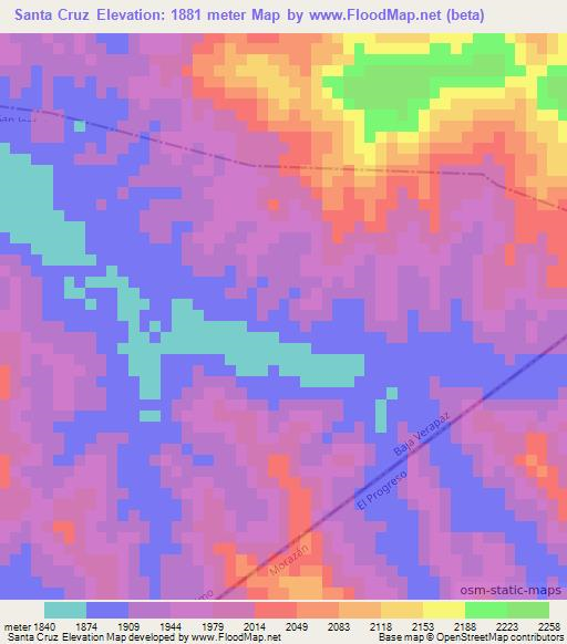 Santa Cruz,Guatemala Elevation Map