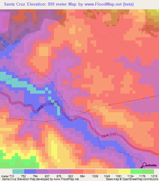 Santa Cruz,Guatemala Elevation Map