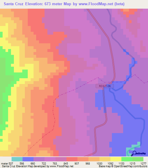 Santa Cruz,Guatemala Elevation Map