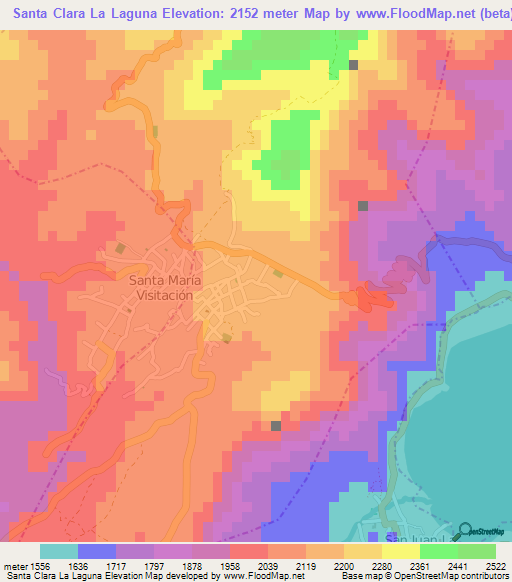 Santa Clara La Laguna,Guatemala Elevation Map