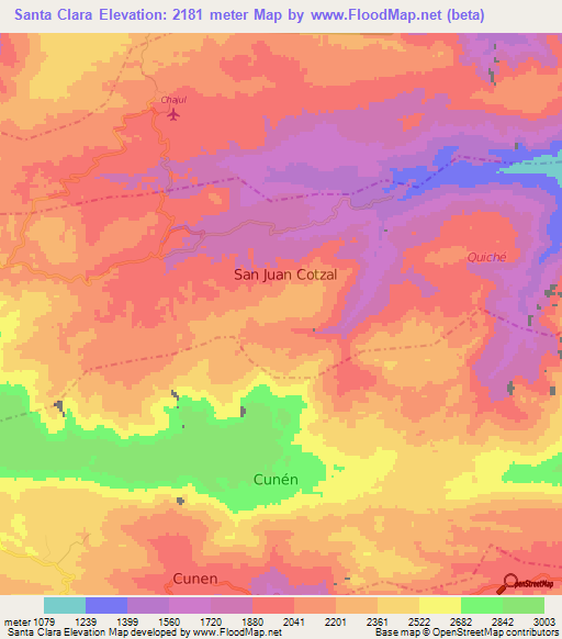 Santa Clara,Guatemala Elevation Map