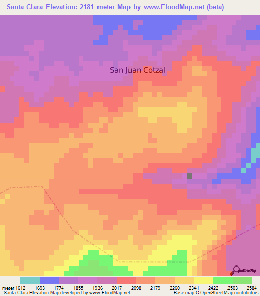 Santa Clara,Guatemala Elevation Map