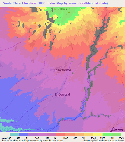 Santa Clara,Guatemala Elevation Map