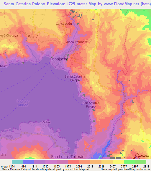 Santa Catarina Palopo,Guatemala Elevation Map