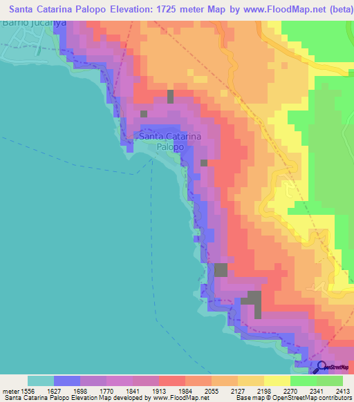 Santa Catarina Palopo,Guatemala Elevation Map