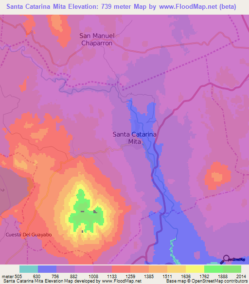 Santa Catarina Mita,Guatemala Elevation Map