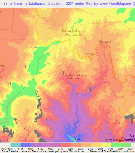 Santa Catarina Ixtahuacan,Guatemala Elevation Map