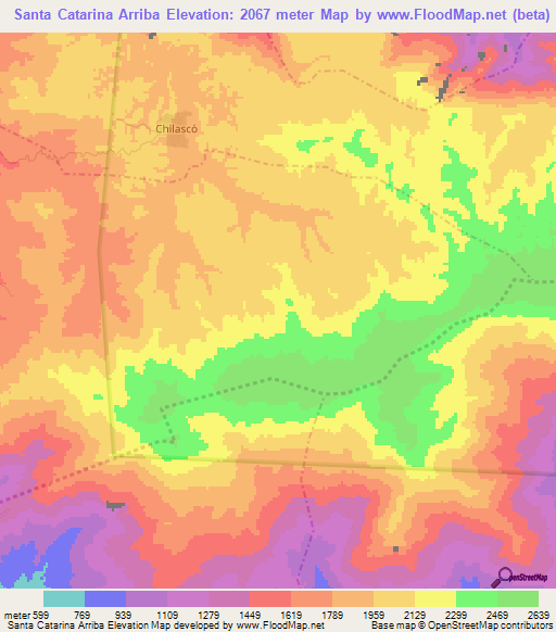 Santa Catarina Arriba,Guatemala Elevation Map