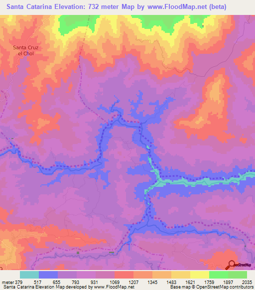 Santa Catarina,Guatemala Elevation Map