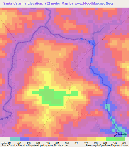 Santa Catarina,Guatemala Elevation Map