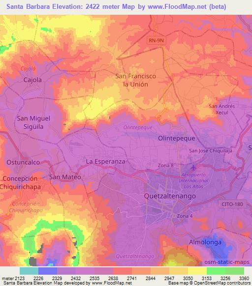 Santa Barbara,Guatemala Elevation Map