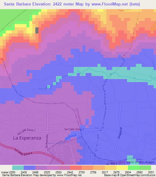 Santa Barbara,Guatemala Elevation Map