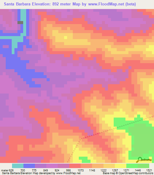 Santa Barbara,Guatemala Elevation Map