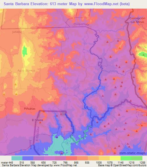 Santa Barbara,Guatemala Elevation Map