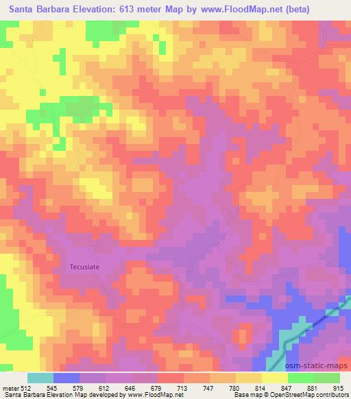 Santa Barbara,Guatemala Elevation Map