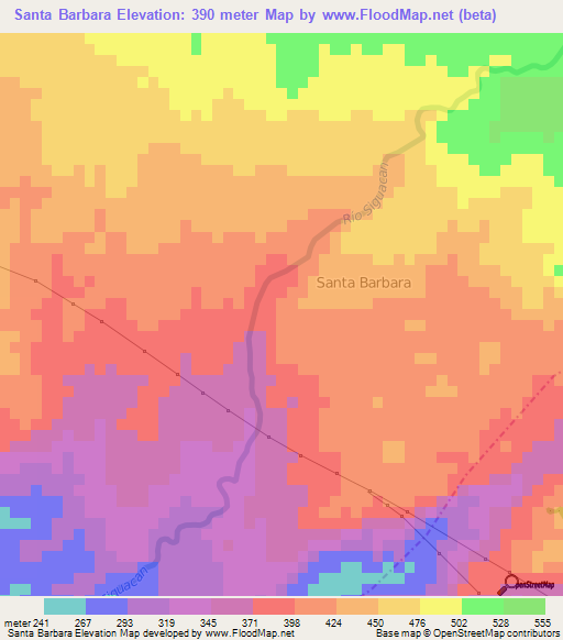 Santa Barbara,Guatemala Elevation Map