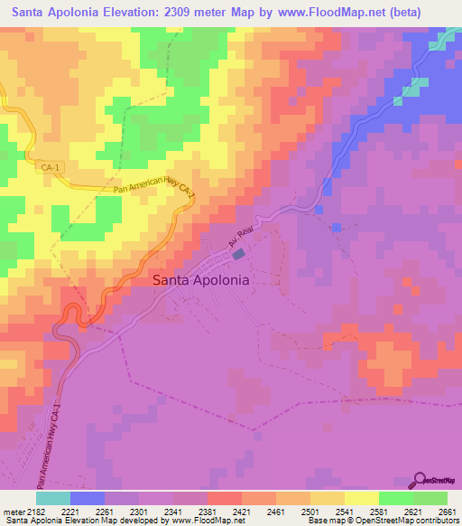 Santa Apolonia,Guatemala Elevation Map