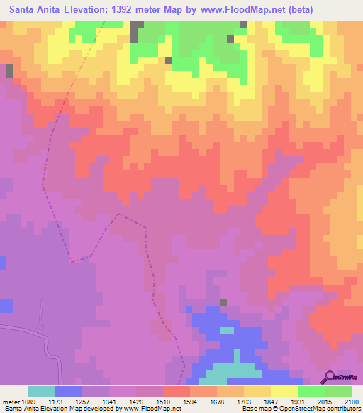 Santa Anita,Guatemala Elevation Map