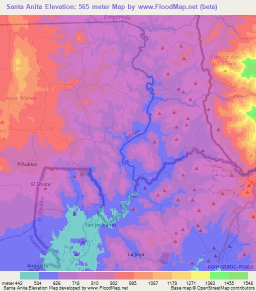 Santa Anita,Guatemala Elevation Map