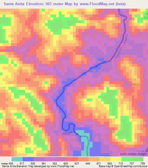 Santa Anita,Guatemala Elevation Map