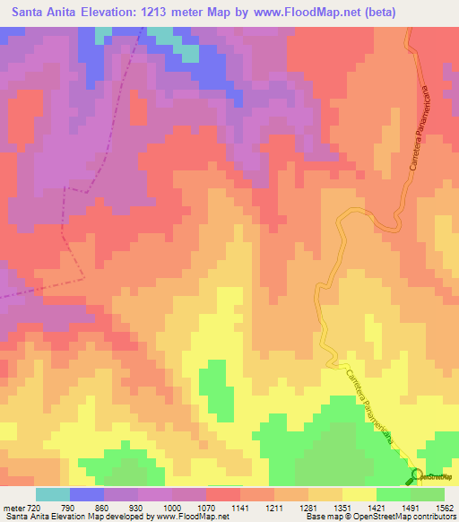 Santa Anita,Guatemala Elevation Map