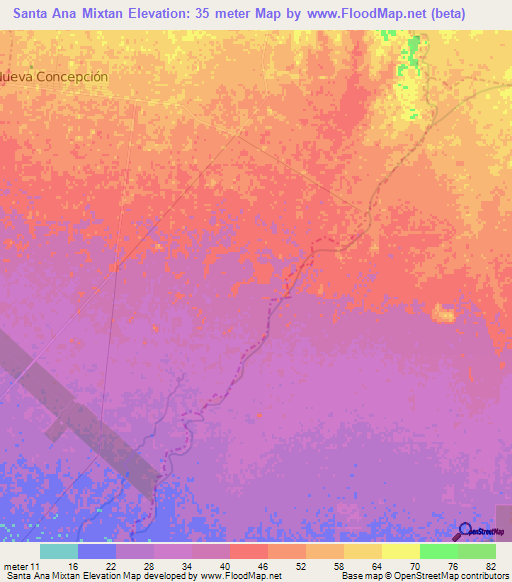 Santa Ana Mixtan,Guatemala Elevation Map