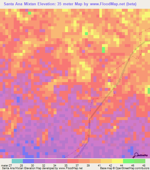 Santa Ana Mixtan,Guatemala Elevation Map