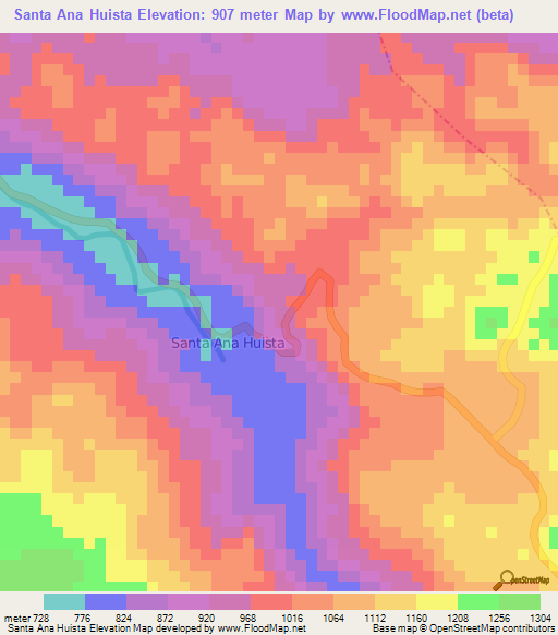 Santa Ana Huista,Guatemala Elevation Map