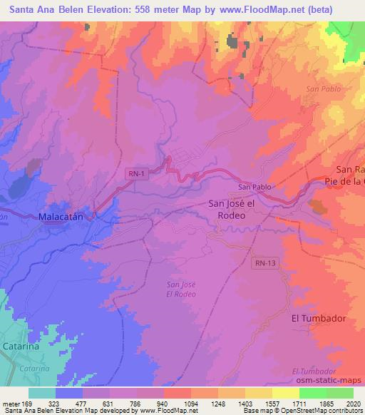 Santa Ana Belen,Guatemala Elevation Map