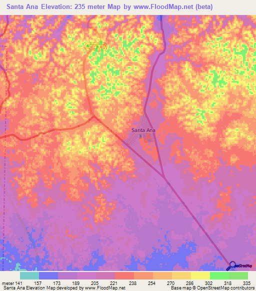 Santa Ana,Guatemala Elevation Map