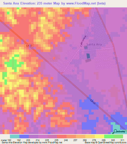 Santa Ana,Guatemala Elevation Map