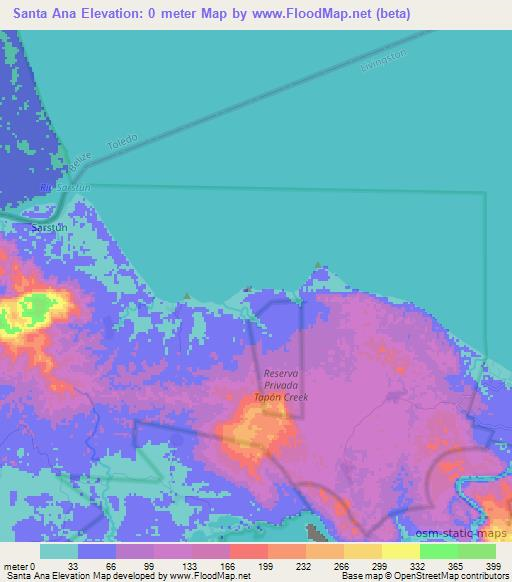 Santa Ana,Guatemala Elevation Map