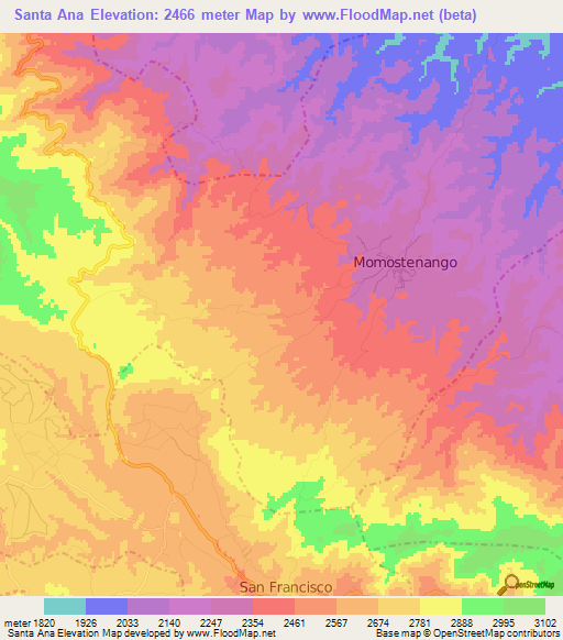 Santa Ana,Guatemala Elevation Map