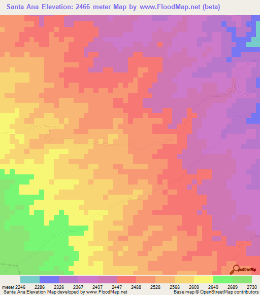 Santa Ana,Guatemala Elevation Map