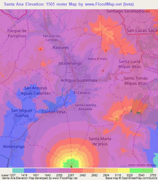 Santa Ana,Guatemala Elevation Map