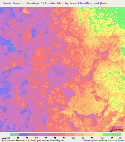 Santa Amelia,Guatemala Elevation Map